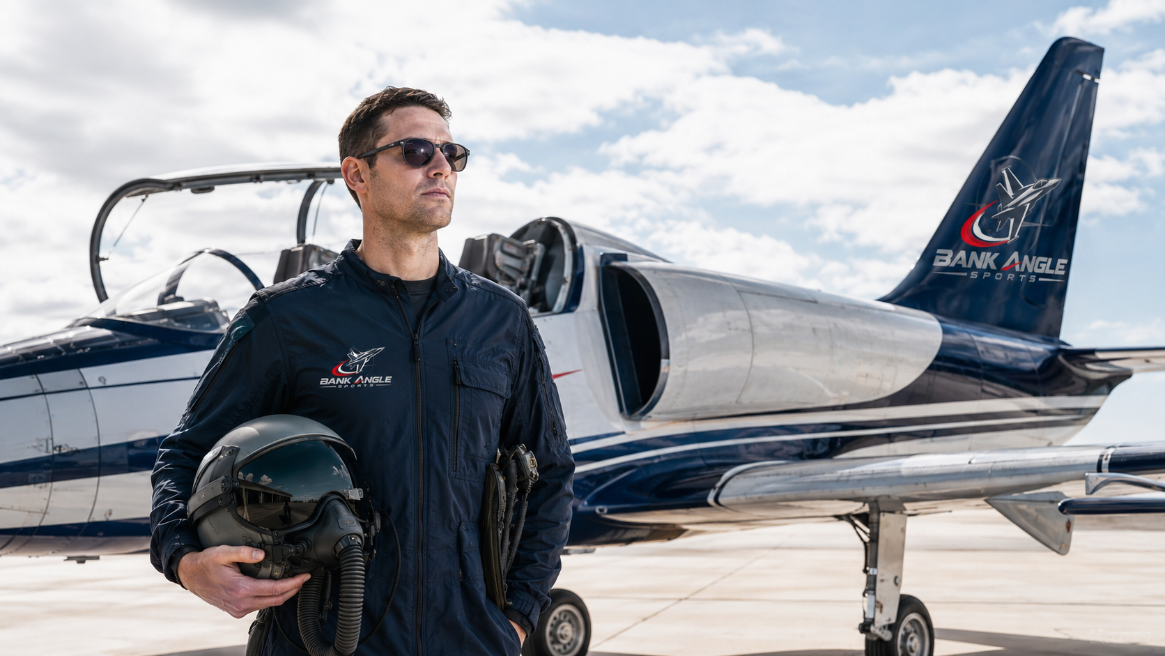 Bank Angle Sports pilot beside L-39