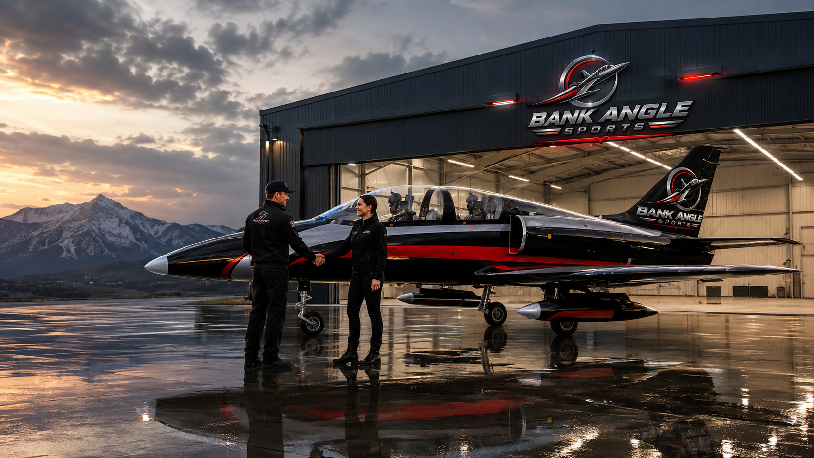 Bank Angle Sports partnership meeting beside L-39